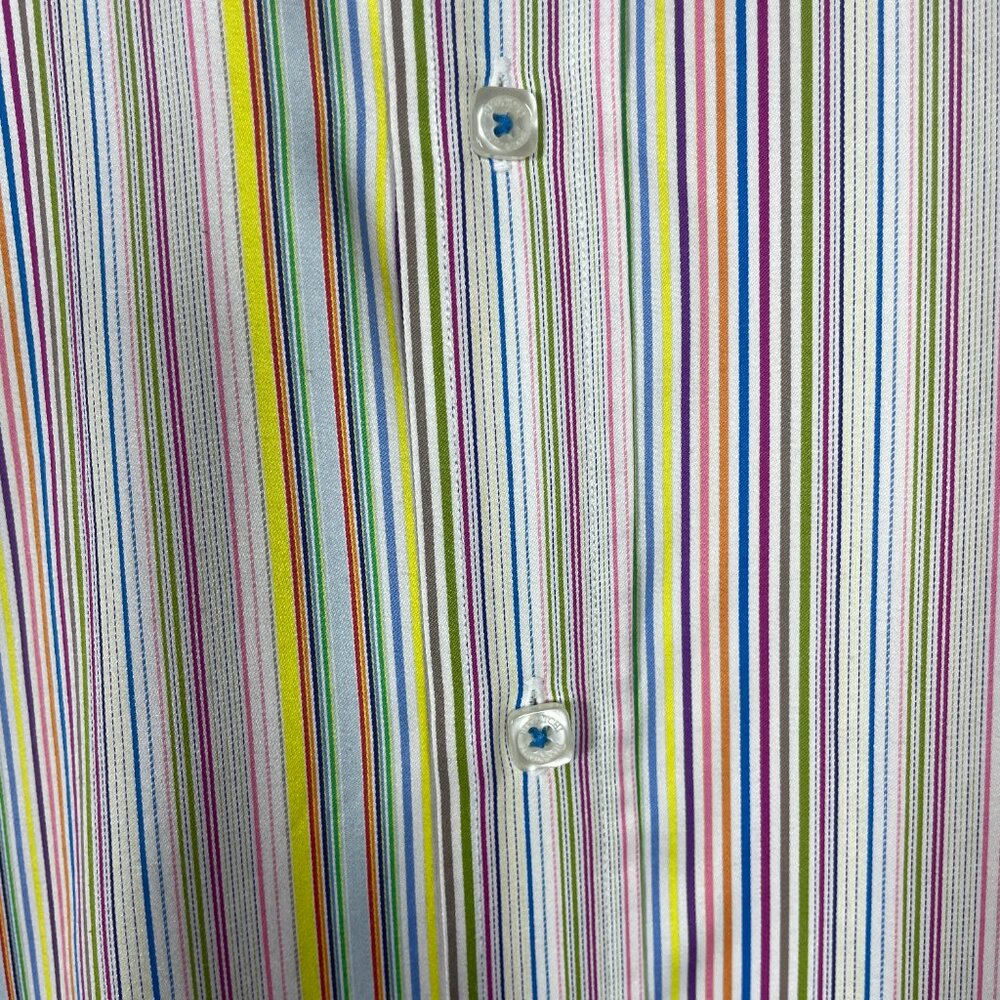 Bugatchi Men's Colorful Stripe Button-Up Shaped F… - image 2